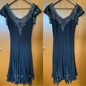 JKARA embroidered navy blue/black dress